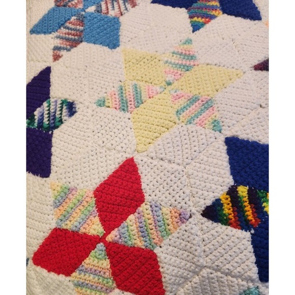 Handmade Crochet Afghan Blanket KING Granny Cottage Heirloom Farmhouse Decor - Picture 11 of 16